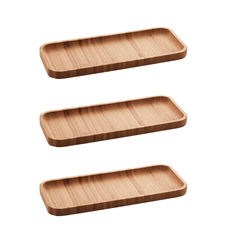 Kit 3 Petisqueiras Bandeja Retangular de Bambu 28cm