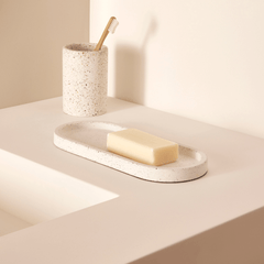 Kit para Banheiro Acessórios em Cimento Branco 3 Peças