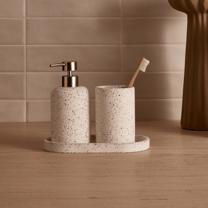 Kit para Banheiro Acessórios em Cimento Branco 3 Peças