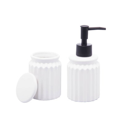Kit para Banheiro em Cerâmica Stripes Branco 2 Peças