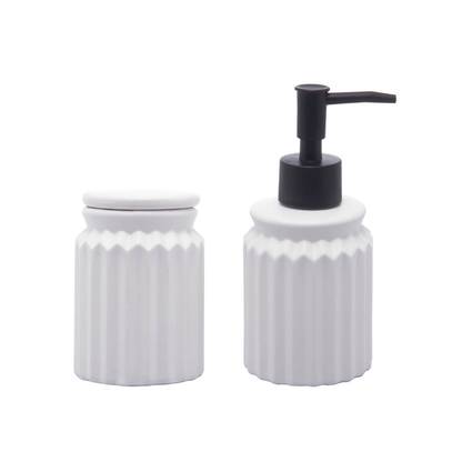 Kit para Banheiro em Cerâmica Stripes Branco 2 Peças