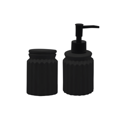 Kit para Banheiro em Cerâmica Stripes Preto 2 Peças