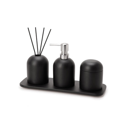 Kit para Banheiro em Cimento Preto 4 Peças