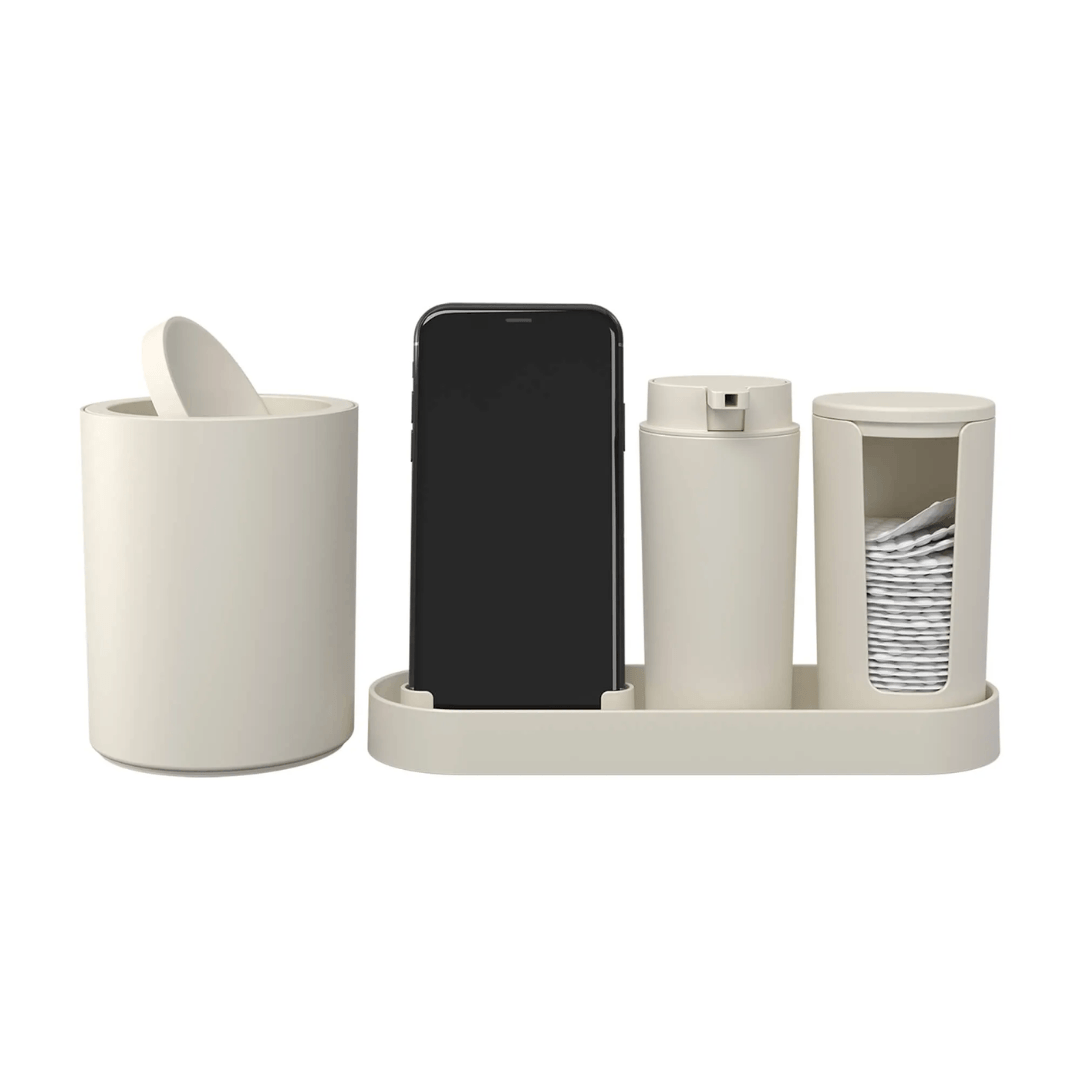 Kit Serene para Banheiro Bege 4 Peças