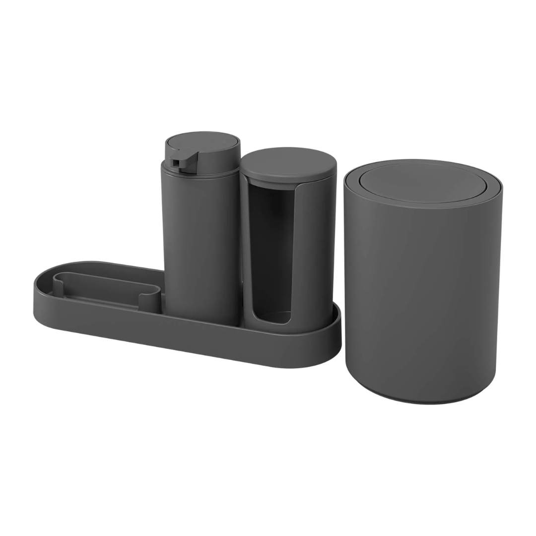 Kit Serene para Banheiro Cinza 4 Peças