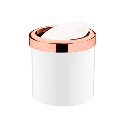 Lixeira Basculante 5 Litros Branca com Rose Gold