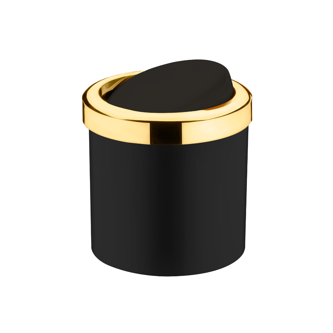 Lixeira Basculante 5 Litros Preta com Dourado