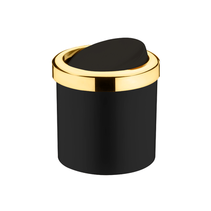 Lixeira Basculante 5 Litros Preta com Dourado