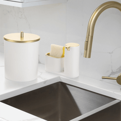 Lixeira Branca com Tampa Dourado Fosco 5 Litros