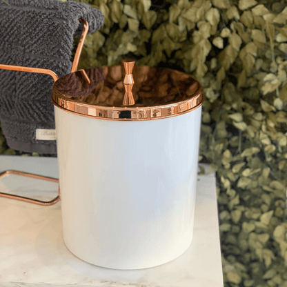Lixeira com Aro Branca com Tampa Rose Gold - 5 Litros