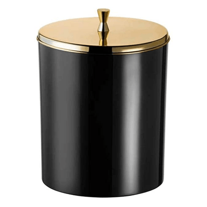 Lixeira com Aro Preta com Tampa Inox Dourada - 5 Litros