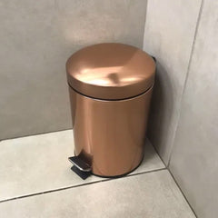 Lixeira com Pedal em Aço Inox Cobre Rose Gold e Balde Removível 5 Litros