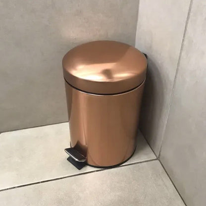 Lixeira com Pedal em Aço Inox Cobre Rose Gold e Balde Removível 5 Litros