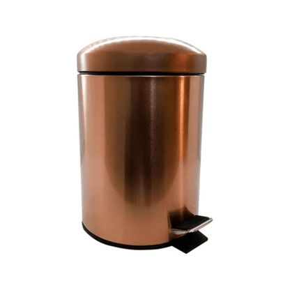 Lixeira com Pedal em Aço Inox Cobre Rose Gold e Balde Removível 5 Litros