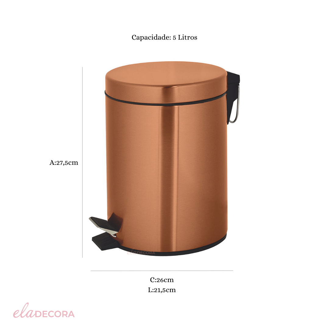 Lixeira com Pedal Tóquio Cobre 5 Litros