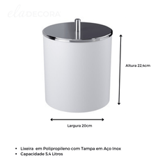Lixeira Com Tampa Inox 19,5 x 20 x 22,4 cm 5,4 L - Branca