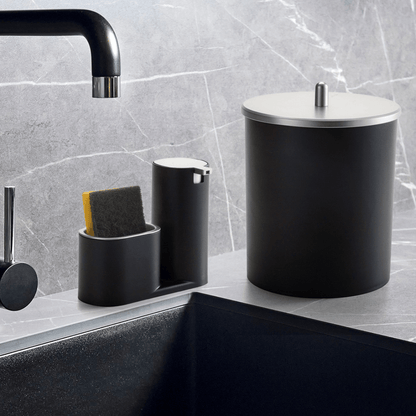 Lixeira Preta 5 Litros Com Tampa Inox