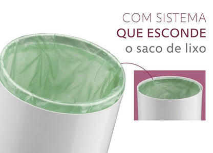 Lixeira Preta com Tampa Cromada 8 Litros