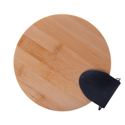 Lixeira Redonda Metal com Pedal e Tampa Bambu Branca 5 Litros