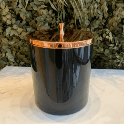 Lixeira com Aro Preta com Tampa Rose Gold - 5 Litros
