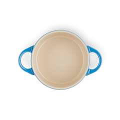 Mini Cocotte Caçarola Cerâmica Azul Marseille com Pegador Preto 14cm Le Creuset