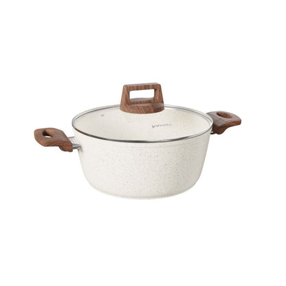 Panela Caçarola Antiaderente Aluminio Forjado Oslo Stone Branca 20cm Design Moderno
