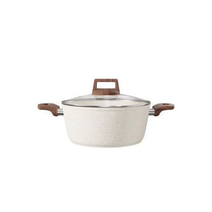 Panela Caçarola Antiaderente Aluminio Forjado Oslo Stone Branca 20cm Design Moderno