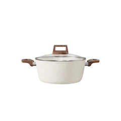 Panela Caçarola Antiaderente Aluminio Forjado Oslo Stone Branca 24cm Facil de Limpar