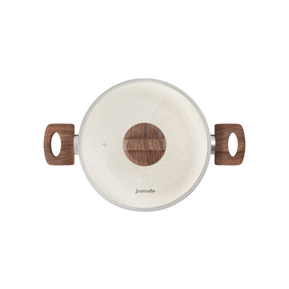 Panela Caçarola Antiaderente Aluminio Forjado Oslo Stone Branca 24cm Facil de Limpar
