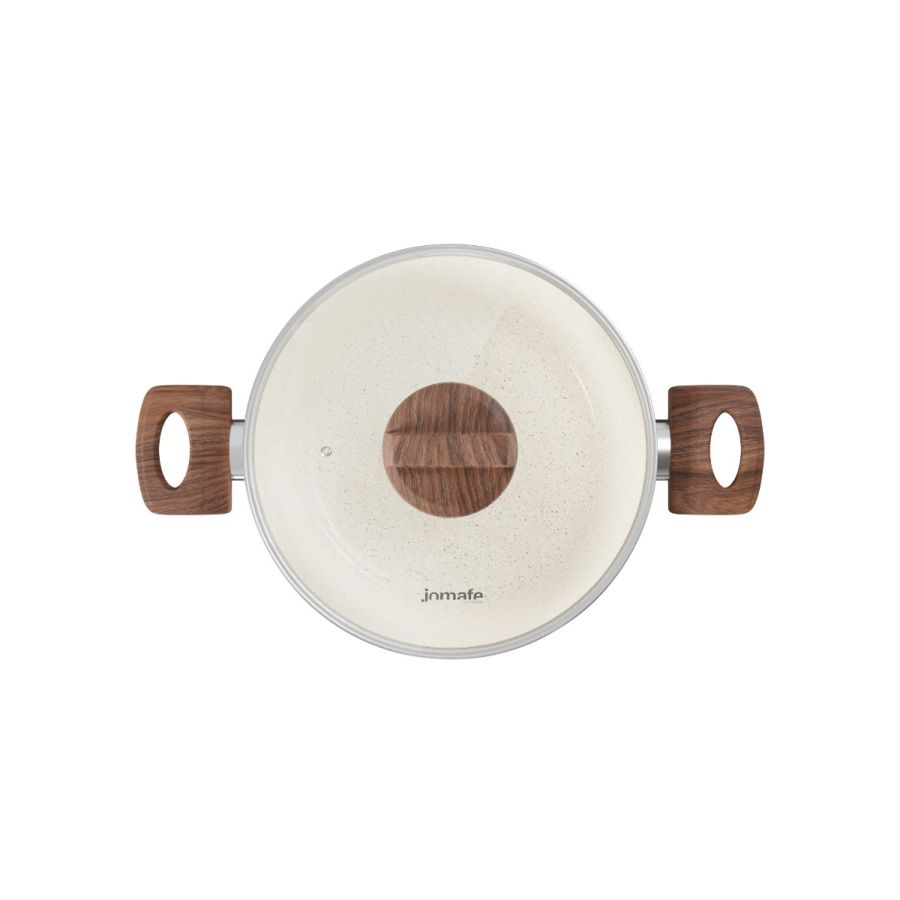 Panela Caçarola Antiaderente Aluminio Forjado Oslo Stone Branca 24cm Facil de Limpar