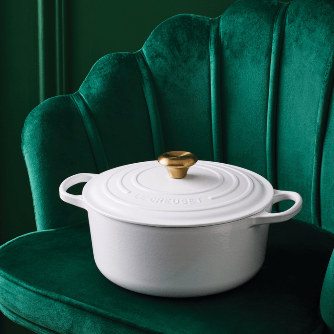 Panela Redonda Signature Branca com Pegador Dourado 20cm Le Creuset