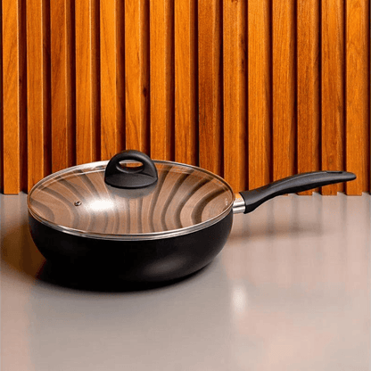 Panela Wok com Tampa Smart Plus Preta 3,4 Litros