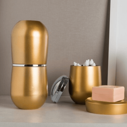Porta Algodão Belly Vintage Dourado com Cromado
