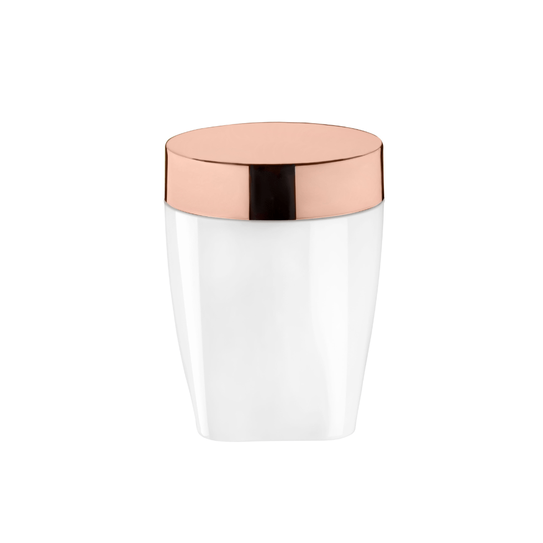 Porta Algodão e Cotonete Branco com Rose Gold 12cm