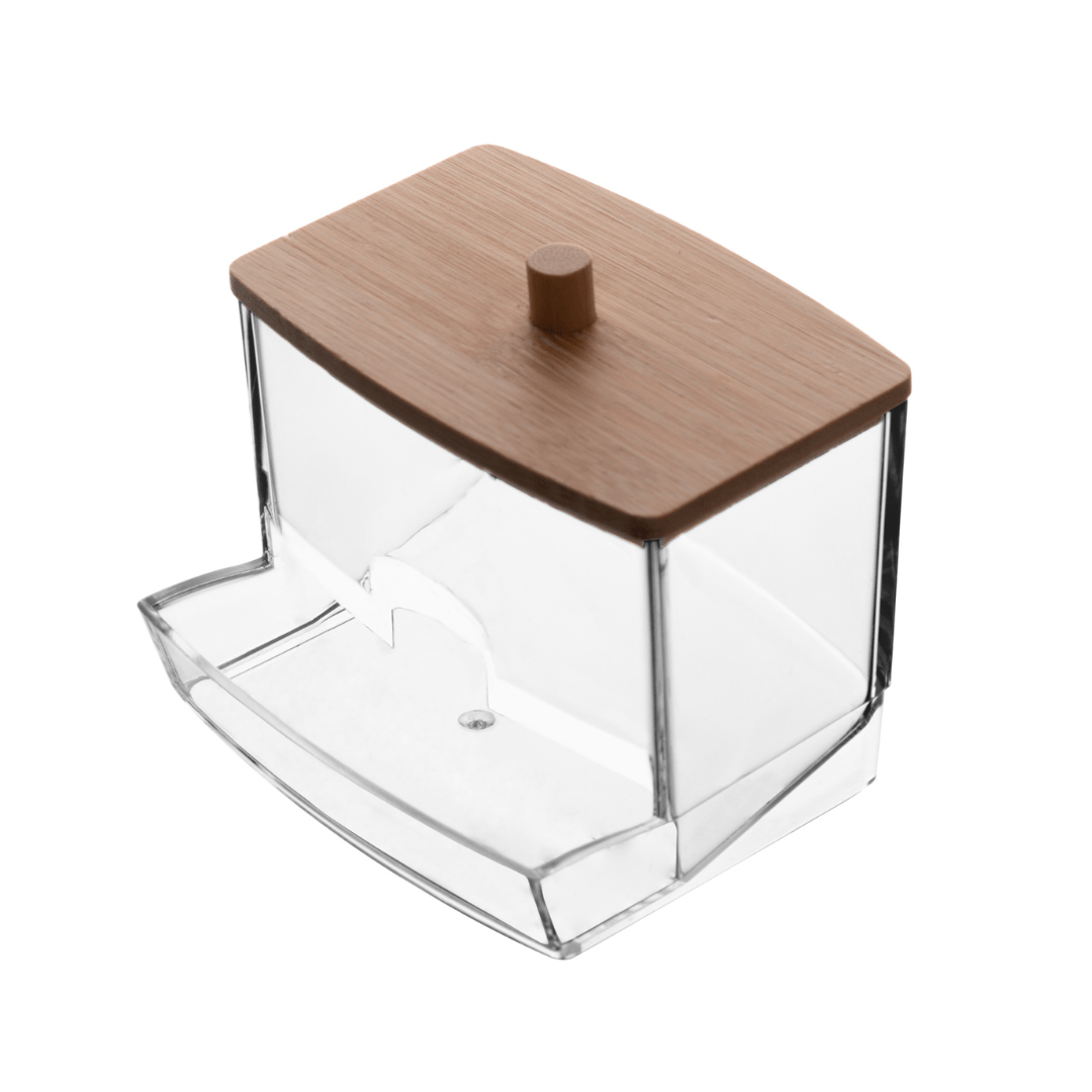 Porta Cotonetes Retangular com Tampa de Bambu My Box