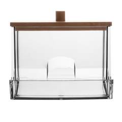 Porta Cotonetes Retangular com Tampa de Bambu My Box