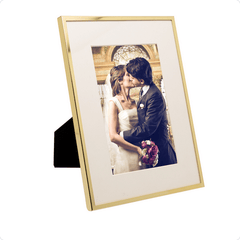 Porta Retrato em Aço Inox Basic Dourado 10cm x 15cm
