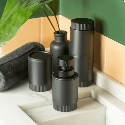 Porta Sabonete Liquido Dorica Preto com Tampa Preta 300ml