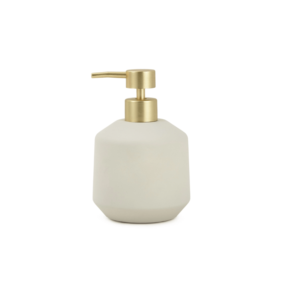 Porta Sabonete Liquido em Cimento Cinza e Dourado 200ml