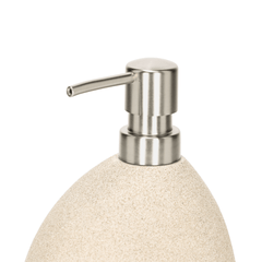Porta Sabonete Liquido Oval em Polirresina Bege 31,5cm