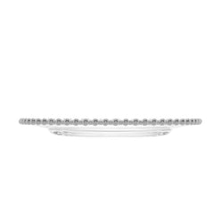 Prato Raso Cristal com Borda Bolinha Prata Pearl - 27,6 cm