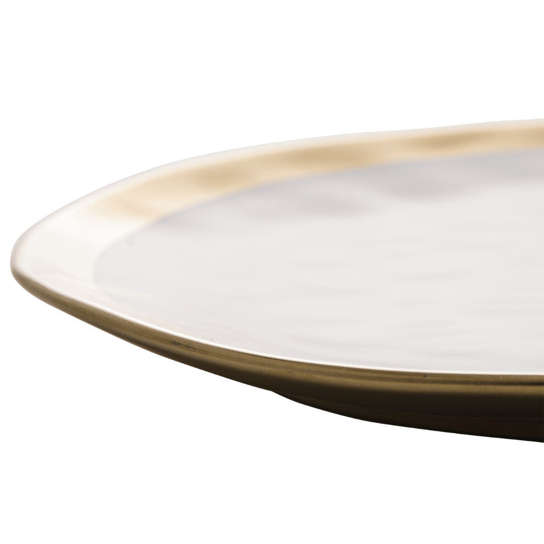 Prato de Sobremesa Dubai Branco e Dourado 21cm