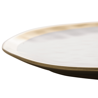 Prato de Sobremesa Dubai Branco e Dourado 21cm