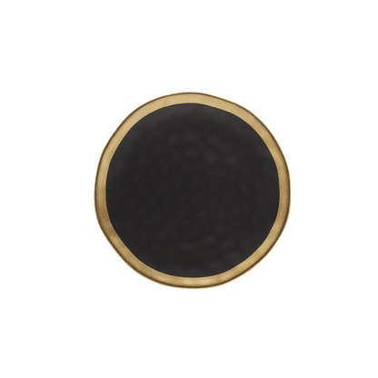 Prato de Sobremesa Dubai Preto e Dourado 21cm