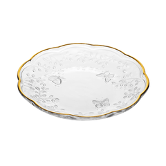Prato de Sobremesa New Butterfly com Fio de Ouro 20cm