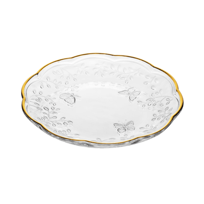 Prato de Sobremesa New Butterfly com Fio de Ouro 20cm