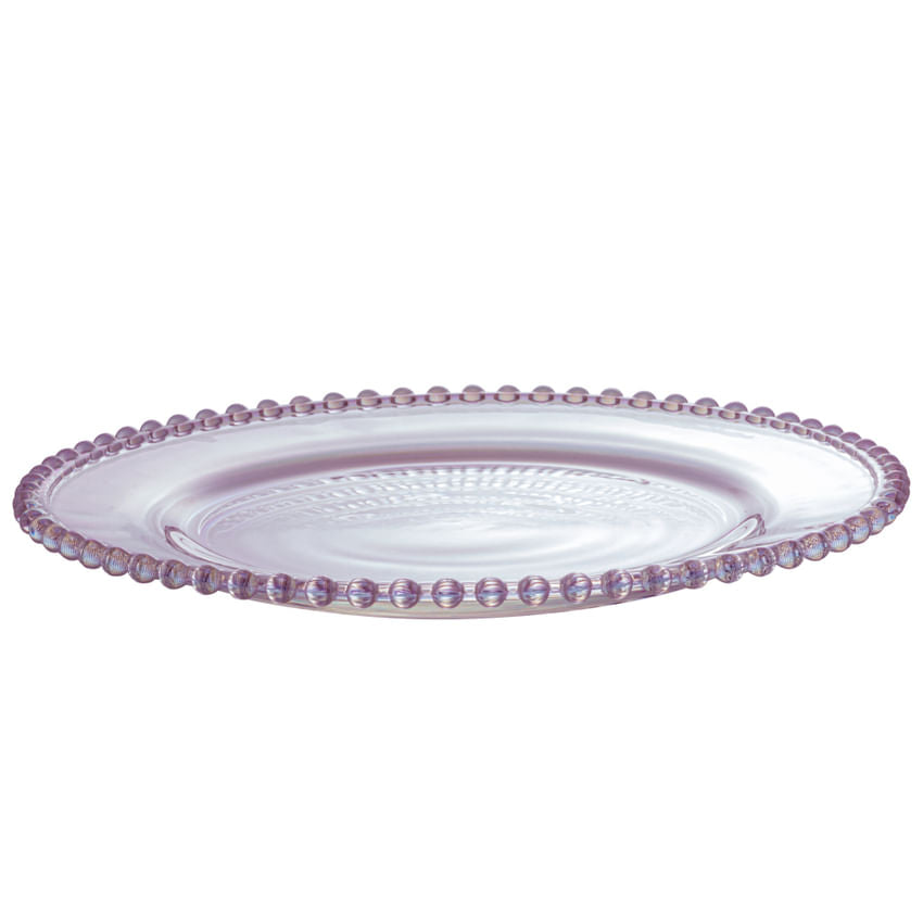 Prato Sobremesa Cristal De Chumbo Pearl Rainbow Furta Cor Bolinhas