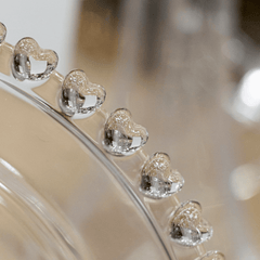 Prato para Sobremesa de Cristal de Chumbo Coração Transparente 20cm