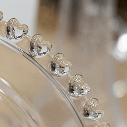 Prato para Sobremesa de Cristal de Chumbo Coração Transparente 20cm