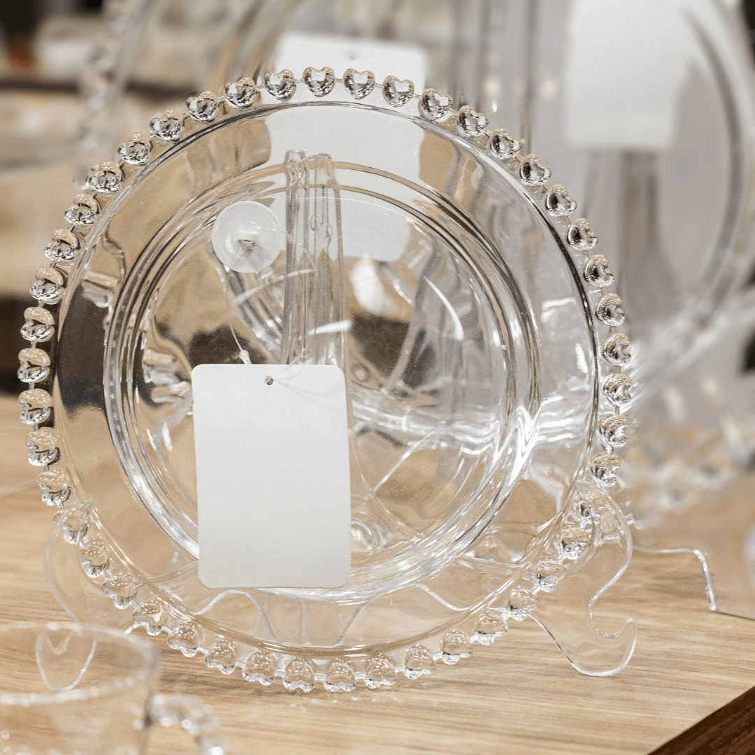 Prato para Sobremesa de Cristal de Chumbo Coração Transparente 20cm
